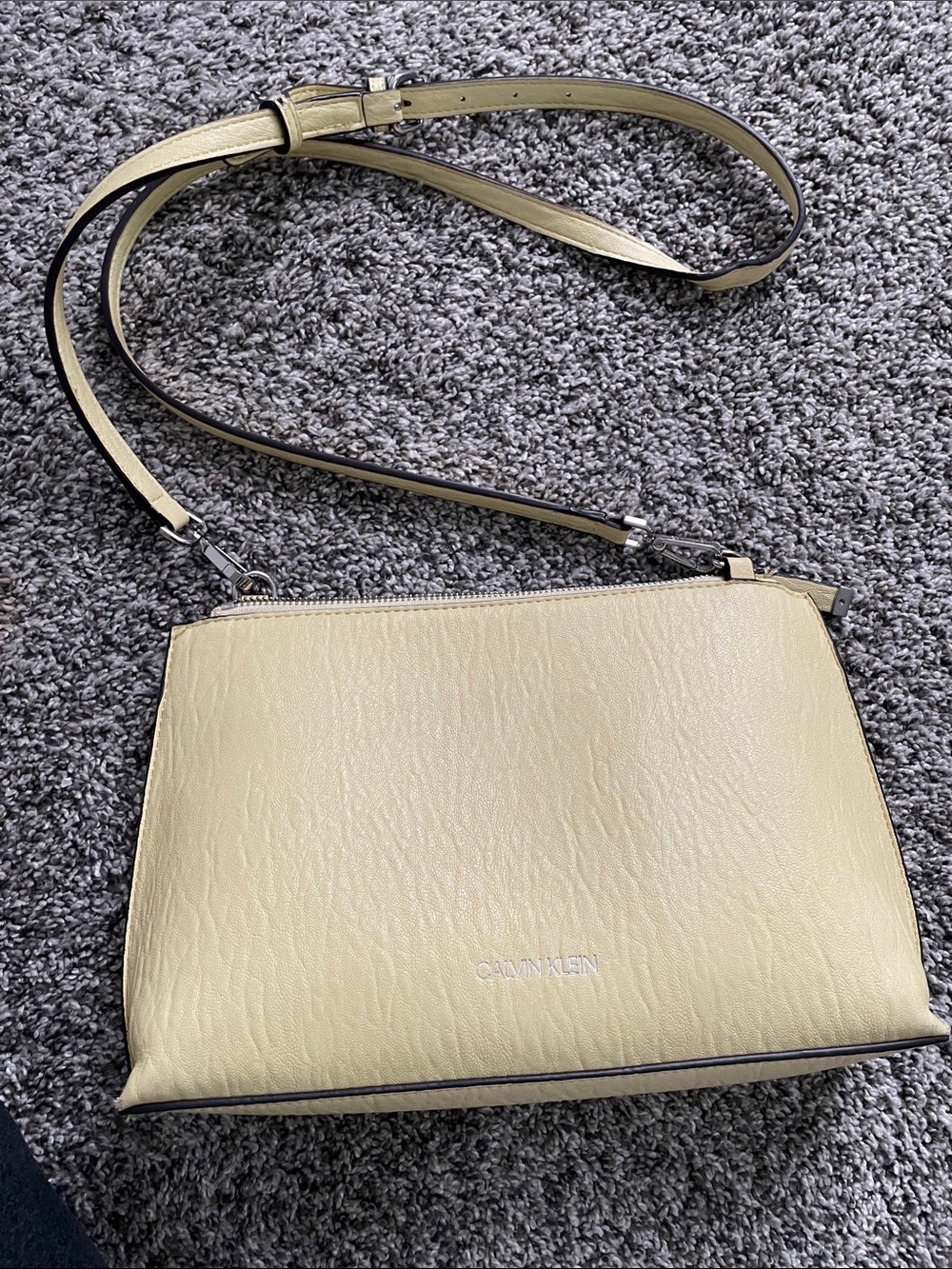 Calvin Klein Light Beige Crossbody Bag with Adjustable Strap